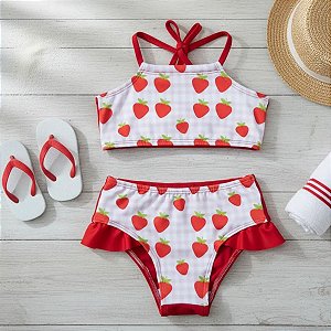 Biquíni infantil menina estampa Morangos