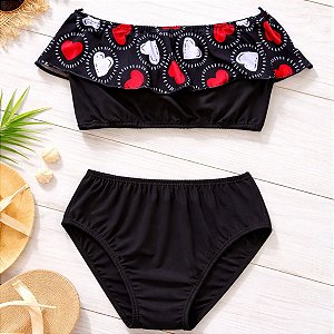 Biquíni Infantil Ciganinha com Babado de Coração
