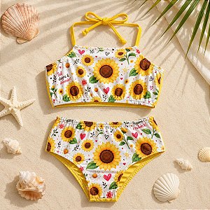 Biquíni Infantil Conjunto Girassol Verão Tamanho 6