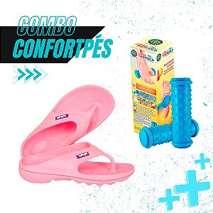 Combo ConfortPés 01 - Sandália Rosa 33/34 + Massageador Hot Cold