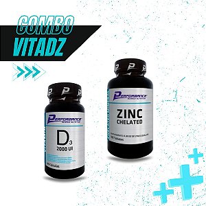 Combo VitaDZ - Vitamina D3 2000 Ui Performance 100 Cáp + Zinco Chelated Performance 100 Tab.