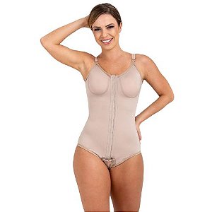 Cinta Modeladora Pós-Cirúrgica Body Colchetes Frontal Tamanho GG Cor Chocolate