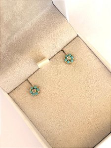 BRINCO FLOR TURQUESA