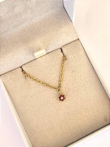 PULSEIRA FLOR RUBI E DIAMANTE
