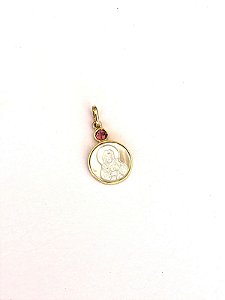PINGENTE SAGRADO CORAÇÃO DE JESUS TURMALINA ROSA E MADREPÉROLA