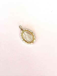 PINGENTE N.S APARECIDA PÉROLAS E DIAMANTE
