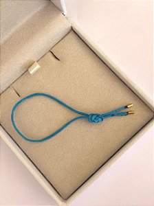 PULSEIRA BABY FIO DE SEDA AZUL PONTEIRA EM OURO