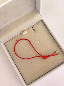 PULSEIRA INFANTIL FIO DE SEDA VERMELHO PONTEIRA EM OURO