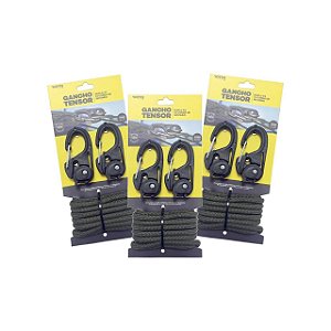 Gancho Tensor Yotto X2 Duplo com Corda, Kit com 3 - Para cordas até 5mm