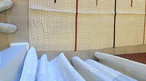 Tapete de linha com listas Terracota 2,00x3,00