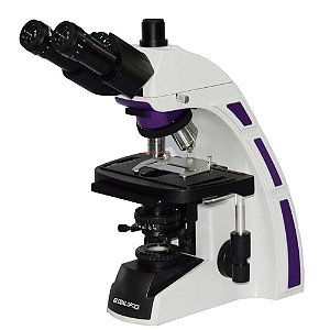 Microscópio Biológico Trinocular com Dispositivo Polarização Ótica Infinita Planacromático LED com bateria New Optics