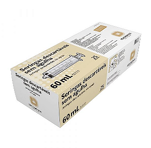 Seringa Hipodérmica sem Agulha Descartável 60mL - CX/ 25UN