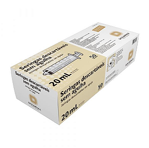 Seringa Hipodérmica sem Agulha Luer Slip 20mL - CX/50UN