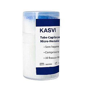 Tubo Capilar Para Micro-Hematócrito Sem Heparina. 500 Un/Fr - Kasvi