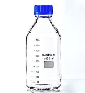 Frasco Reagente C/Tampa Azul Autoclavável Incolor 1000Ml Ronialzi