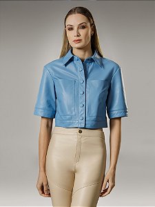 Camisa Cropped de Couro Legítimo - Bruna