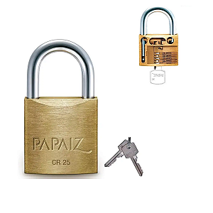 Cadeado Papaiz Latão CR 25 Maciço 2 Chaves