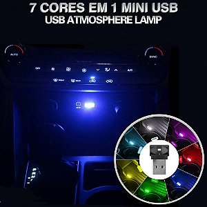 Mini Led Usb - 7 Cores em 1 USB - Multi Luz Ambiente Carro Casa Notebook Computador Trabalho Escritório