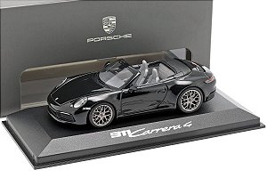 Miniatura Porsche 911 Carrera 4 Cabriolet ( tipo 992 ) Ano 2019 Preto 1/43