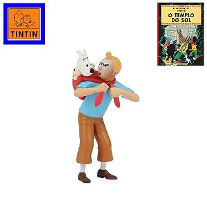 Boneco Tintin carrega Milu 8cm - As Aventuras de Tintin - O Templo do Sol