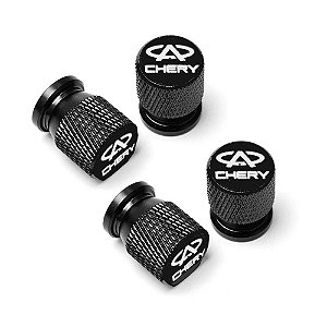 Kit 4 Bicos Válvula Tampa Pneu para Carros Chery - Modelo 3 -