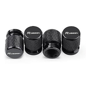 Kit 4 Bicos Tampa Válvula Pneu Preto Rdesign - Modelo 3
