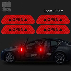 Kit 4 Adesivos Refletivos " OPEN " cor Vermelho