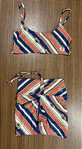 Conjunto estampado - Short cordão cós + top