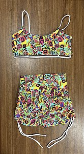 Conjunto estampado - short cós cruzado + top