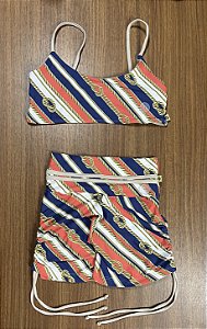 Conjunto estampado  - short viés + top