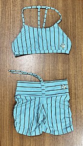 Conjunto de Short Empina Franzido Lateral ,Cós Reto