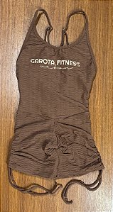 Macaquinho silk Garota Fitness Jackard texturizado