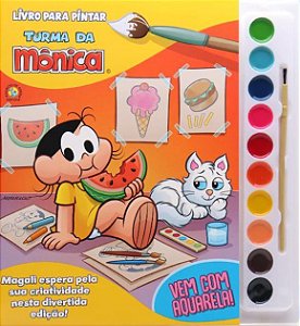 Livro p/ Pintar com Aquarela - Turma da Mônica - Magali