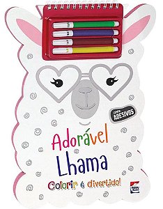 Colorir é Divertido - com Adesivos - Adorável Lhama