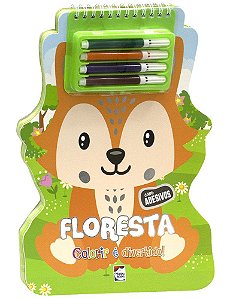 Colorir é Divertido - com Adesivos - Floresta