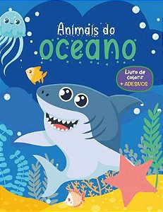 Livro de Colorir com Adesivos - Animais do Oceano