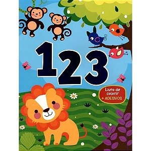 Livro de Colorir com Adesivos - 123
