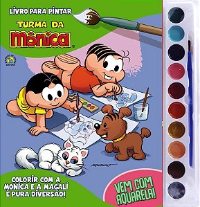 Livro Para Pintar com Aquarela - T. Mônica - Mônica e Magali