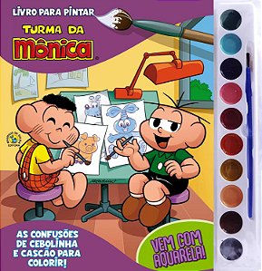 Livro p/ Pintar c/ Aquarela - T. Mônica - Cascão e Cebolinha
