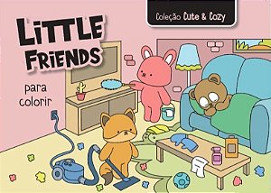 Livro de Colorir - Col. Cute & Cozy - Little Friends - Rosa