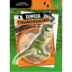 Livro Dinos Tiranossauro com Brinquedo e Adesivos - Magic Kids