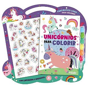 Fantástico Livro Unicórnios Para Colorir com Lapiseira e Adesivos
