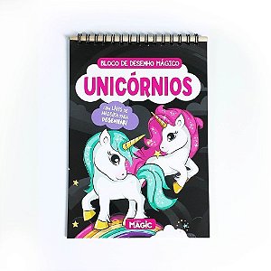 Livro Unicórnios - Bloco de Desenho Mágico - Magic Kids
