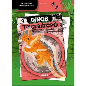Livro com Brinquedo e Adesivos - Dinos Tricerátopo - Magic Kids