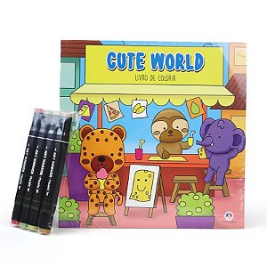Livro de Colorir com 4 Canetinhas - Cute World