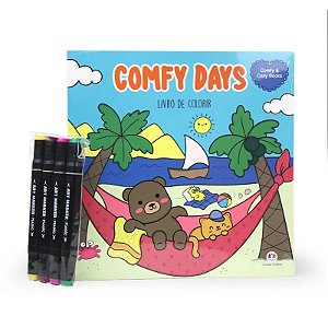 Livro de Colorir com 4 Canetinhas - Comfy Days