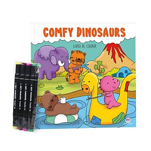 Livro de Colorir com 4 Canetinhas - Comfy Dinosaurs
