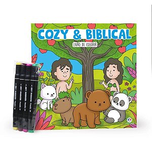 Livro de Colorir com 4 Canetinhas - Cozy and Biblical