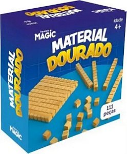Jogo Pedagógico Educativo Material Dourado em Madeira - 111 peças - Magic