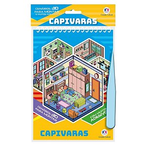 Livro Cenários 3D para Montar com Adesivos - Capivaras - Ciranda Cultural